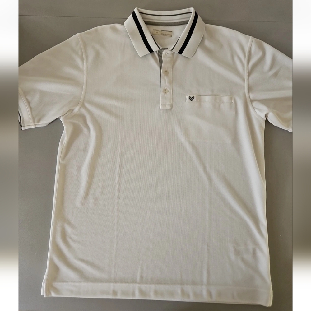 Callaway White Polo Shirt with Black Trim